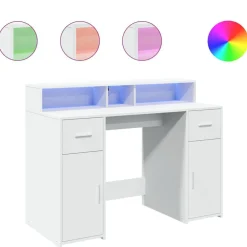 Outlet vidaXL Skrivbord med LED 120x55x91 cm konstruerat trä Vit