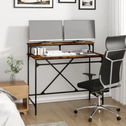 vidaXL Skrivbord rökfärgad ek 100x50x90 cm konstruerat trä och järn