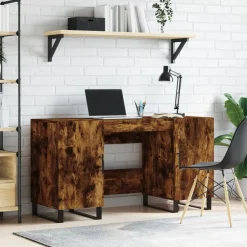 Clearance vidaXL Skrivbord 140x50x75 cm konstruerat trä Rökfärgad ek