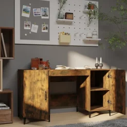 Clearance vidaXL Skrivbord 140x50x75 cm konstruerat trä Rökfärgad ek