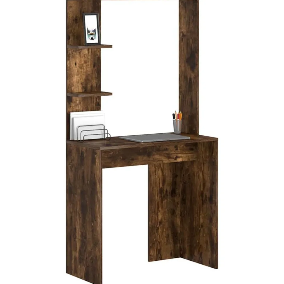 vidaXL Skrivbord Rökt ek 78,5 x 37 x 154,5 cm Konstruerat trä