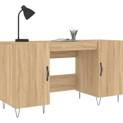 vidaXL Skrivbord sonoma-ek 140x50x75 cm konstruerat trä