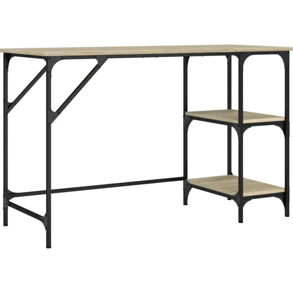 Online vidaXL Skrivbord sonoma-ek 120x50x75 cm metall och konstruerat trä Sonoma ek