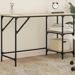 Online vidaXL Skrivbord sonoma-ek 120x50x75 cm metall och konstruerat trä Sonoma ek