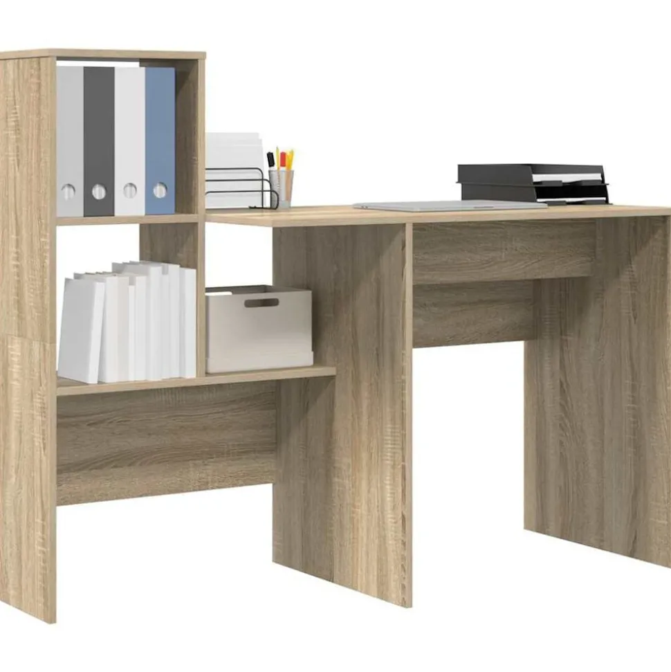 vidaXL Skrivbord Sonoma-ek 131,5 x 50 x 106,5 cm Konstruerat trä