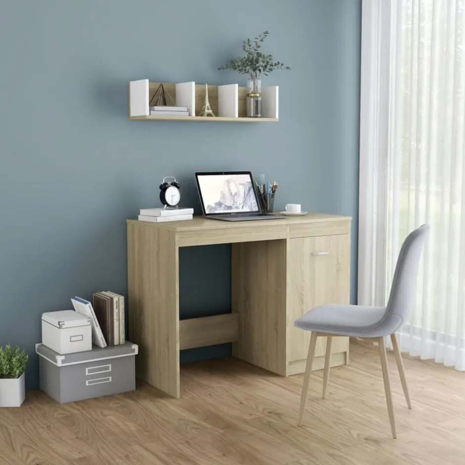 Hot vidaXL Skrivbord sonoma-ek 100x50x76 cm konstruerat trä Sonoma ek