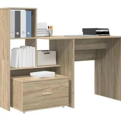 vidaXL Skrivbord Sonoma-ek 131,5 x 50 x 106,5 cm Konstruerat trä