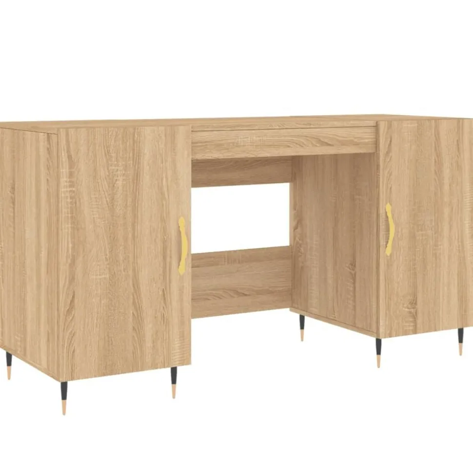 vidaXL Skrivbord sonoma-ek 140x50x75 cm konstruerat trä