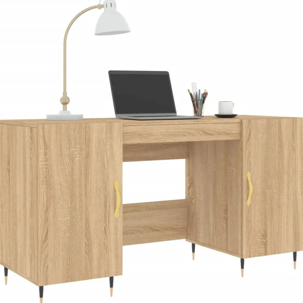 vidaXL Skrivbord sonoma-ek 140x50x75 cm konstruerat trä