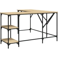 Outlet vidaXL Skrivbord sonoma-ek 139x139x75 cm konstruerat trä Sonoma ek