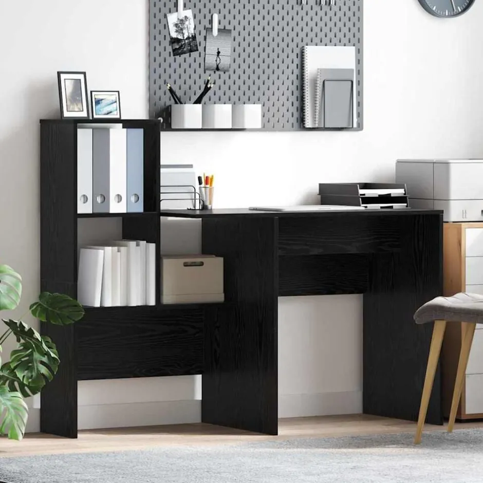 Hot vidaXL Skrivbord 131,5 x 50 x 106,5 cm Konstruerat trä Svart ek