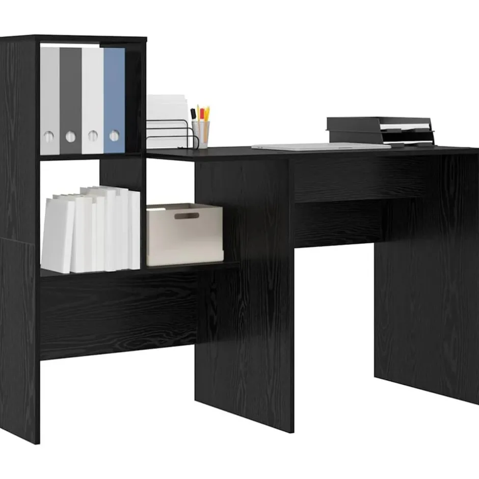 Hot vidaXL Skrivbord 131,5 x 50 x 106,5 cm Konstruerat trä Svart ek