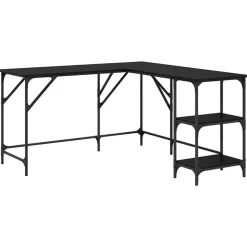 vidaXL Skrivbord Svart Ek 139 x 139 x 75 cm Konstruerat trä