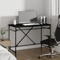 vidaXL Skrivbord svart 100x50x75 cm konstruerat trä och järn