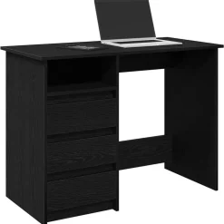 vidaXL Skrivbord svart 102x50x75 cm konstruerat trä