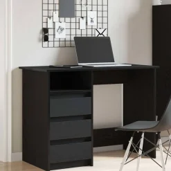 vidaXL Skrivbord svart 102x50x75 cm konstruerat trä