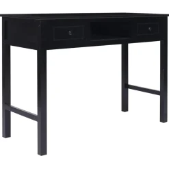 vidaXL Skrivbord svart 108x45x76 cm massivt kejsarträ