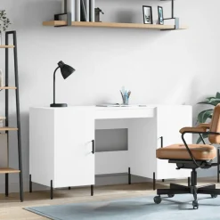 vidaXL Skrivbord 140x50x75 cm konstruerat trä Vit