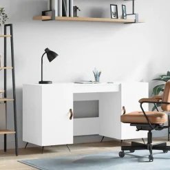vidaXL Skrivbord vit 140x50x75 cm konstruerat trä
