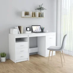 vidaXL Skrivbord vit 140x50x76 cm konstruerat trä