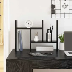 vidaXL Skrivbordshållare 50 x 15,5 x 35,5 cm Konstruerat trä Svart ek