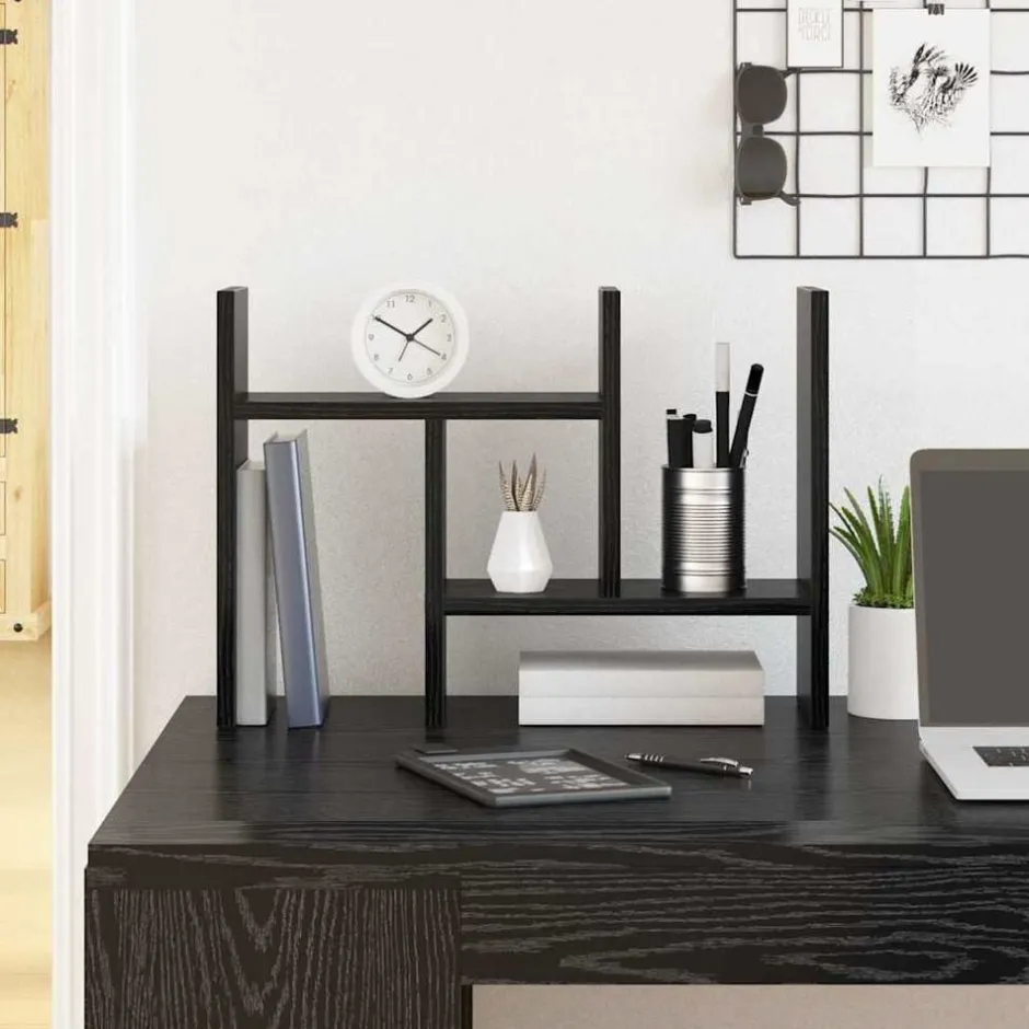 vidaXL Skrivbordshållare 50 x 15,5 x 35,5 cm Konstruerat trä Svart ek