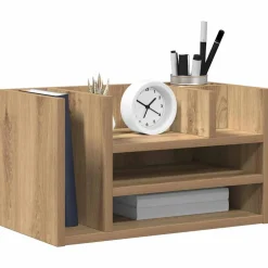 vidaXL Skrivbordshållare 44,5 x 24 x 25 cm Konstruerat trä Svart ek