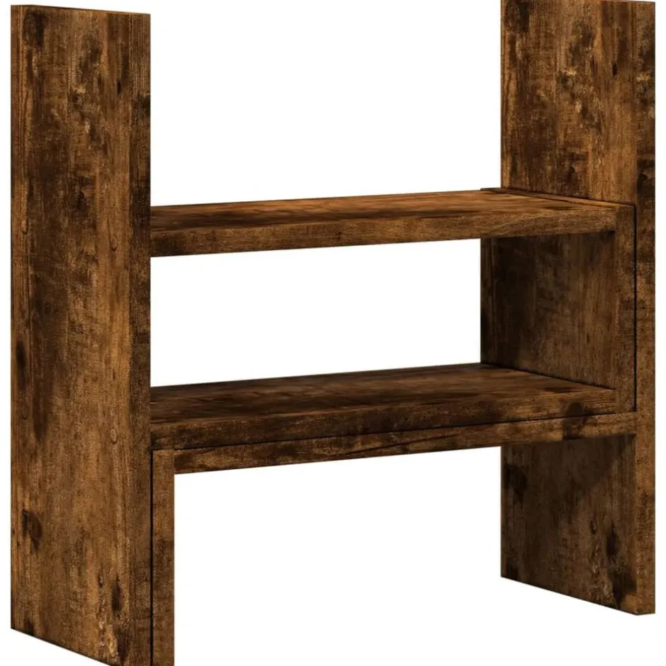 Best vidaXL Skrivbordshylla justerbar rökig ek 40x17x41 cm konstruerat trä Rökfärgad ek