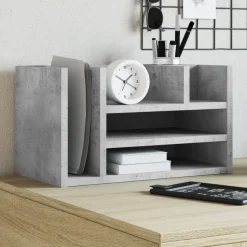 vidaXL Skrivbordshyllor betonggrå 44,5x24x25 cm konstruerat trä