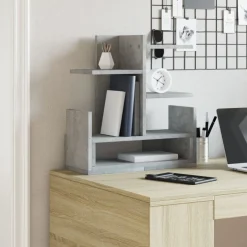 vidaXL Skrivbordshyllor 49x20x52,5 cm konstruerat trä Betonggrå