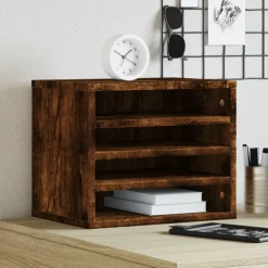 Outlet vidaXL Skrivbordshyllor 36x26x29,5 cm konstruerat trä Rökfärgad ek