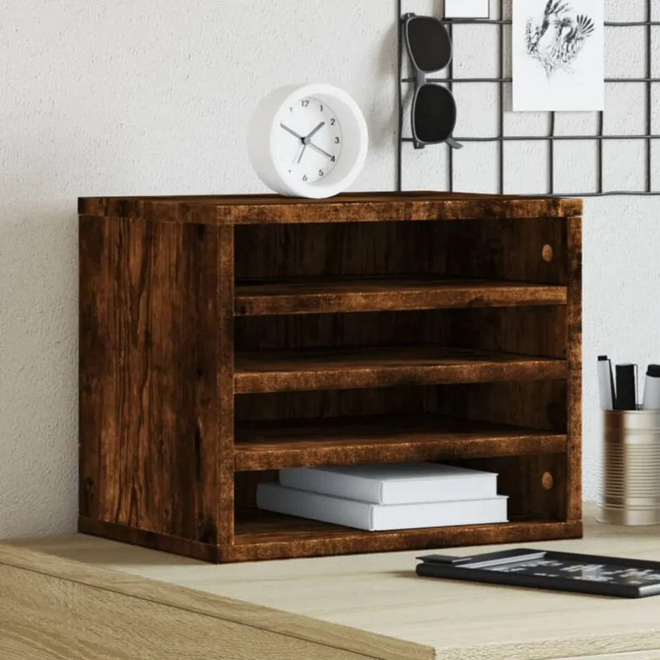 Outlet vidaXL Skrivbordshyllor 36x26x29,5 cm konstruerat trä Rökfärgad ek