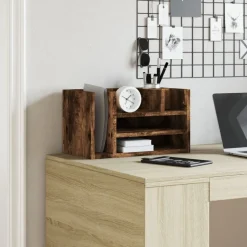vidaXL Skrivbordshyllor rökfärgad ek 44,5x24x25 cm konstruerat trä