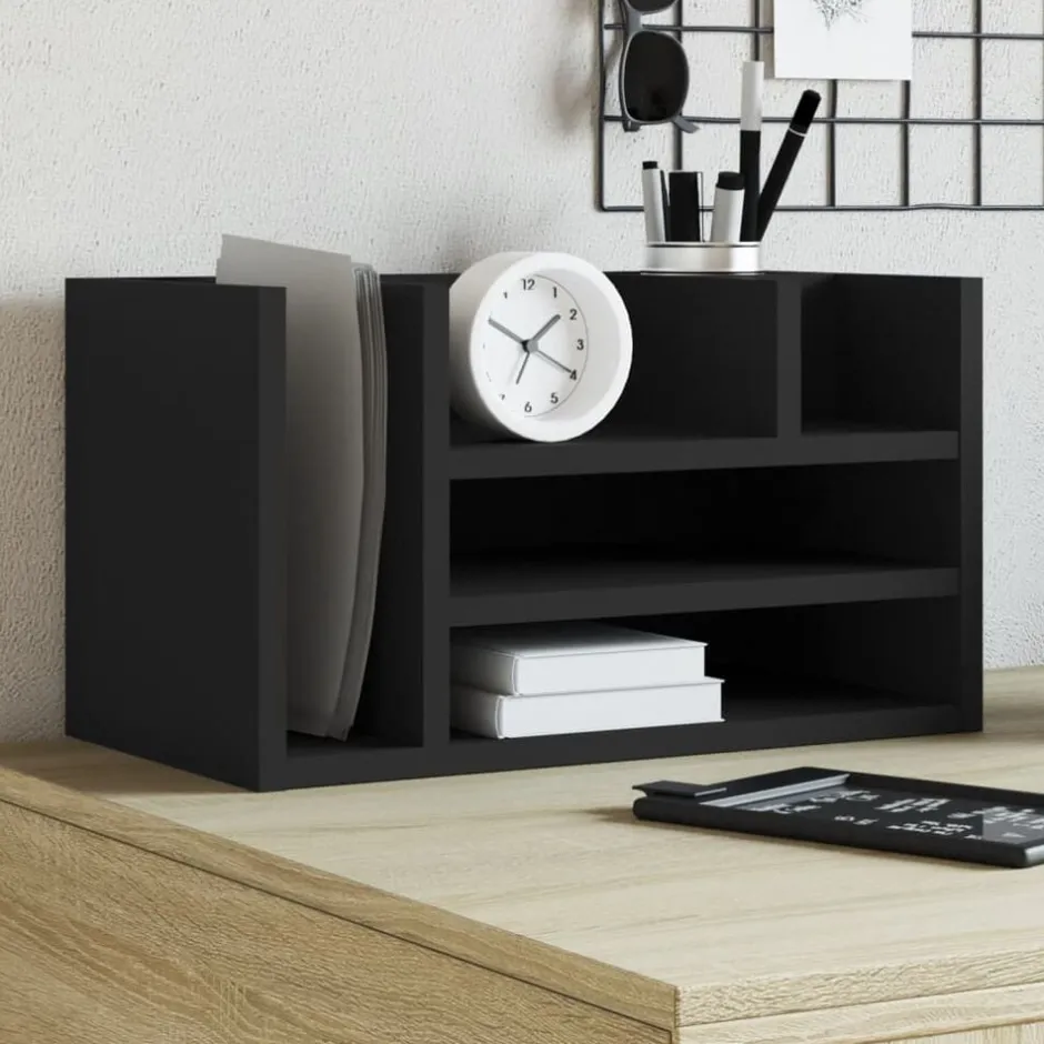 Discount vidaXL Skrivbordshyllor 44,5x24x25 cm konstruerat trä Svart