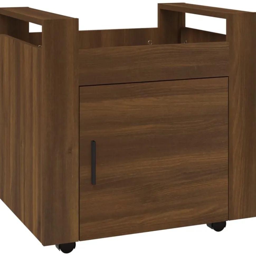 vidaXL Skrivbordsvagn brun ek 60x45x60 cm konstruerat trä