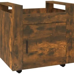 vidaXL Skrivbordsvagn rökfärgad ek 60x45x60 cm konstruerat trä