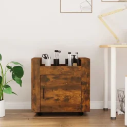vidaXL Skrivbordsvagn rökfärgad ek 60x45x60 cm konstruerat trä