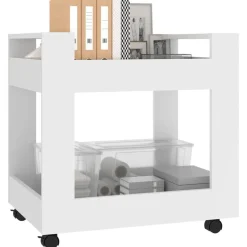 vidaXL Skrivbordsvagn vit 60x45x60 cm konstruerat trä