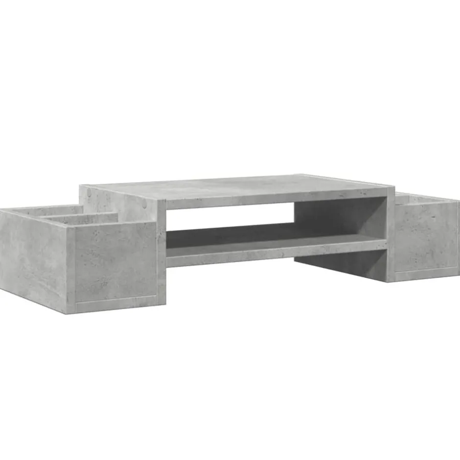Online vidaXL Skärmställ med förvaring 70x27x15 cm konstruerat trä Betonggrå