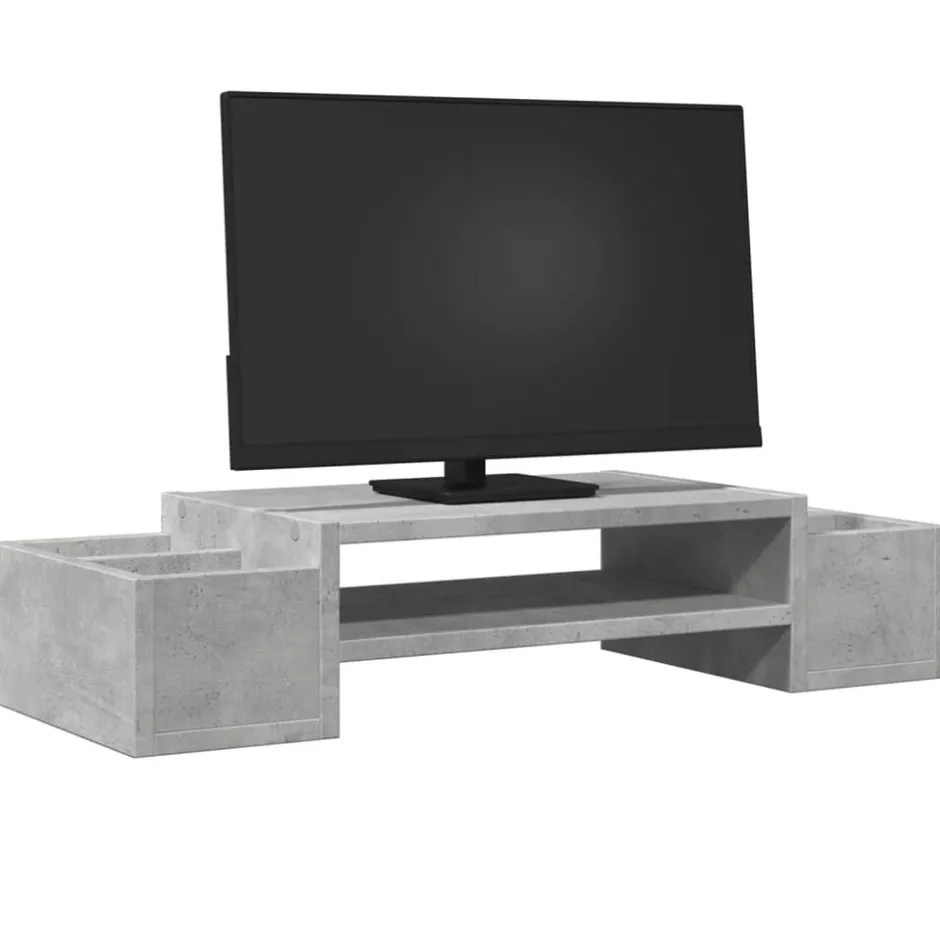 Online vidaXL Skärmställ med förvaring 70x27x15 cm konstruerat trä Betonggrå