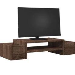 Hot vidaXL Skärmställ med förvaring 70x27x15 cm konstruerat trä brun ek