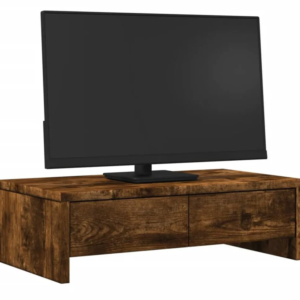 vidaXL Skärmställ med lådor rökfärgad ek 50x27x15 cm konstruerat trä