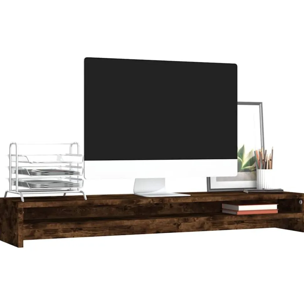 vidaXL Skärmställ rökfärgad ek 100x24x13 cm konstruerat trä