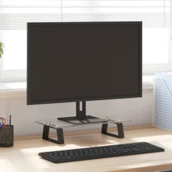 Discount vidaXL Skärmställ 40x20x8 cm härdat glas och metall Svart