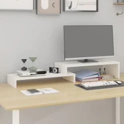 vidaXL Skärmställ vit (52-101)x22x14 cm massiv furu