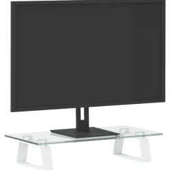 vidaXL Skärmställ vit 40x20x8 cm härdat glas och metall