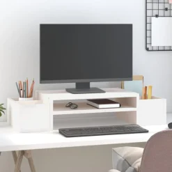 vidaXL Skärmställ 70x27,5x15 cm massiv furu Vit