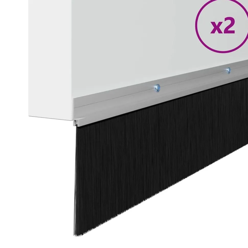 vidaXL Skruvmonterade dörrborsttätningslister 2 pcs Silver 100 cm