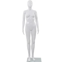 vidaXL Skyltdocka dam helkropps med bas i glas glansig 175 cm Vit
