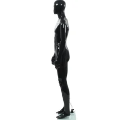 vidaXL Skyltdocka man helkropps med bas i glas glansig svart 185 cm